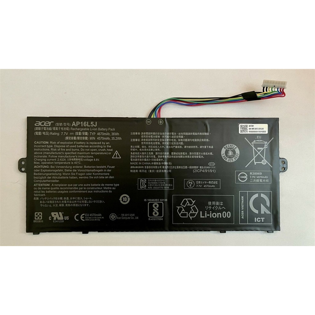 Pin Laptop Acer Aspire Swift 5 SF514-52T Spin 1 SP111-32N Loại 36Wh  Mã Pin AP16L5J Hàng mới 100% Full Box