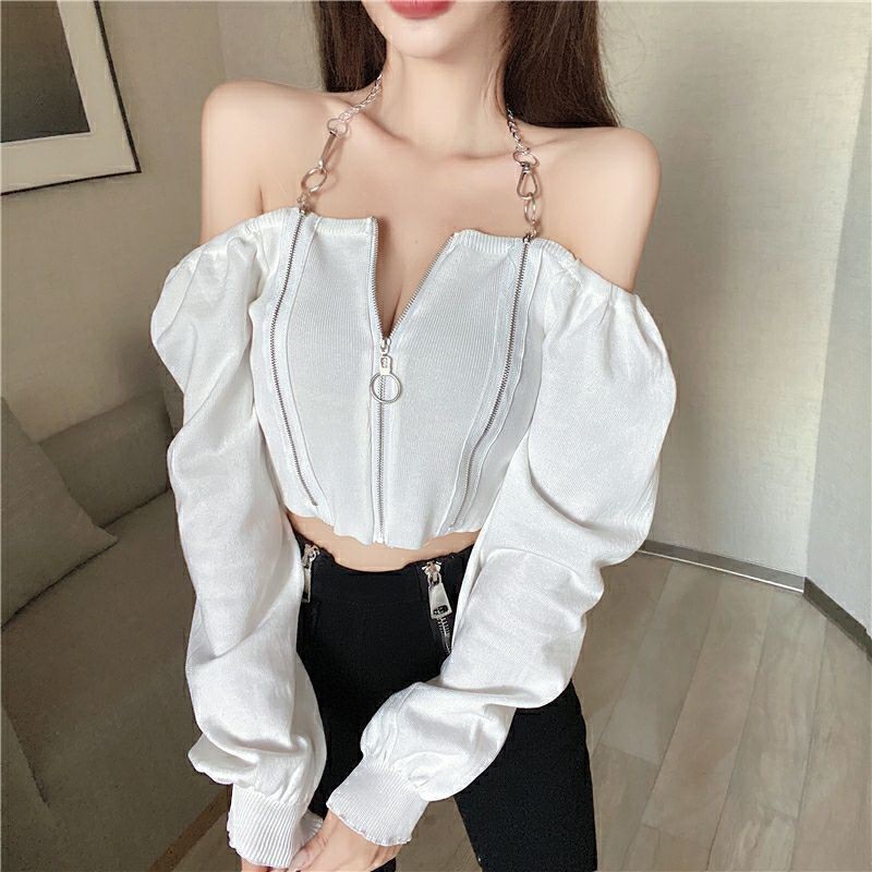 NEW ÁO DỆT KIM NỮ TAY DÀI TRỄ VAI GỢI CẢM THỜI TRANG MÙA THU . CÓ ẢNH THẬT 2020
