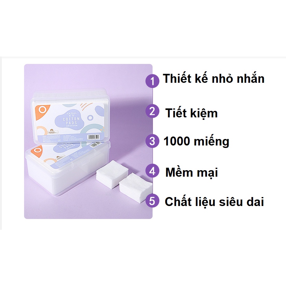 Bông tẩy trang 3 lớp Cotton Pads hộp 1000 miếng 2021