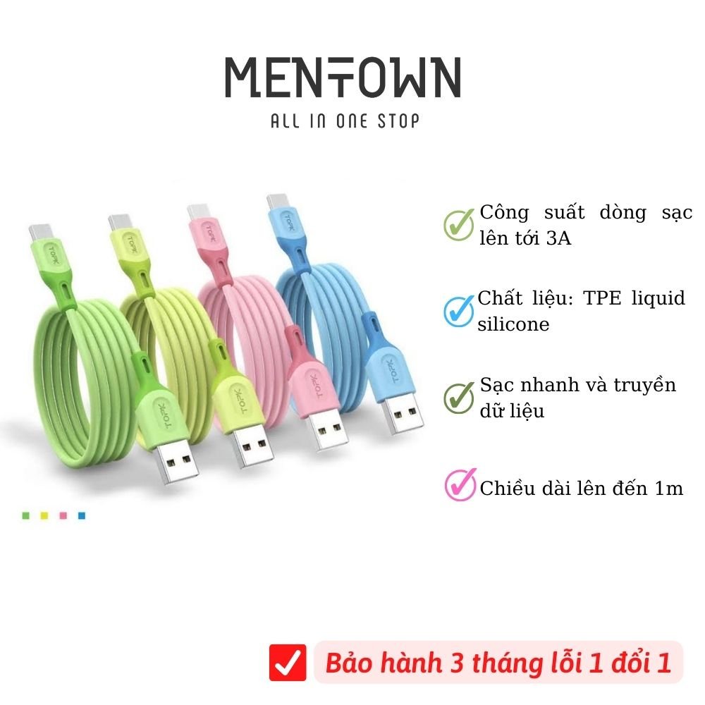 AN84 Dây cáp silicone 1m TOPK hàng chính hãng bảo hành 3 tháng