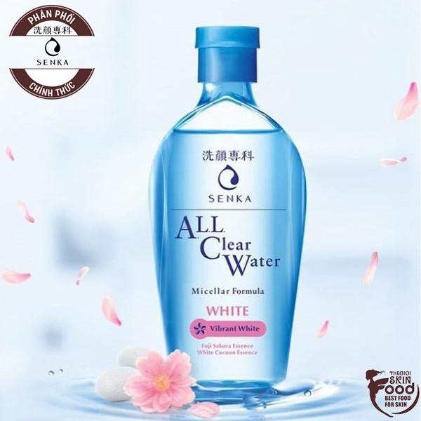 Combo Nước Tẩy Trang Không cồn Dưỡng Trắng Da Chiết Xuất Hoa Anh Đào Senka #White + Kem Chống Nắng Senka Perfect UV