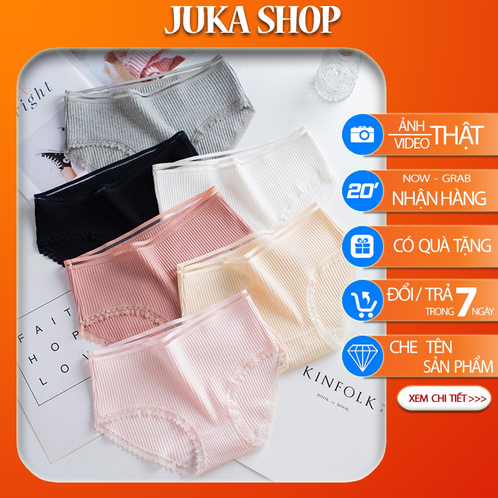 Set 5 quần chip cotton gân tăm viền ren -quần chíp gợi cảm quyến rũ -Đồ lót nữ Juka Shop