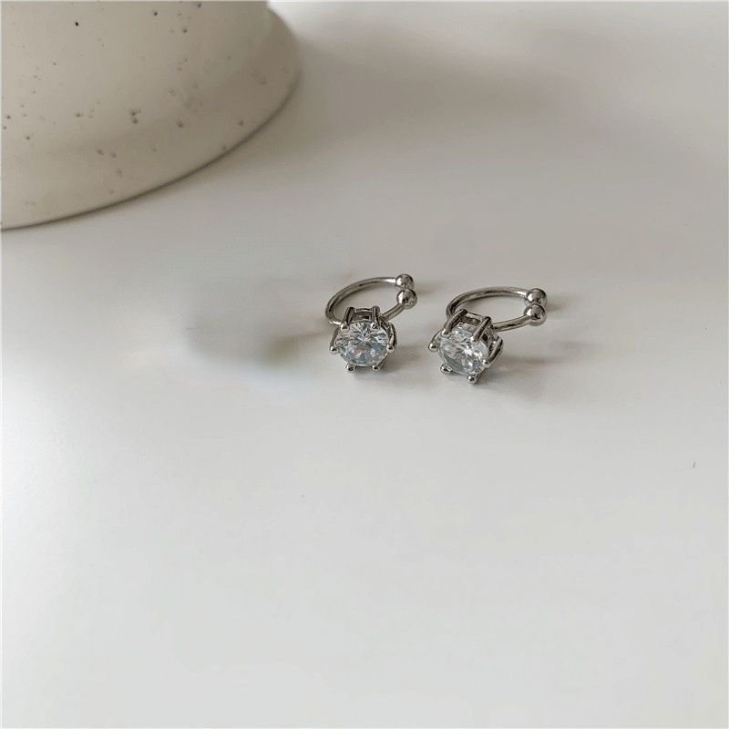 Khuyên kẹp vành tai đính kim cương nhân tạo phong cách Harajuku sành điệu cho nữ