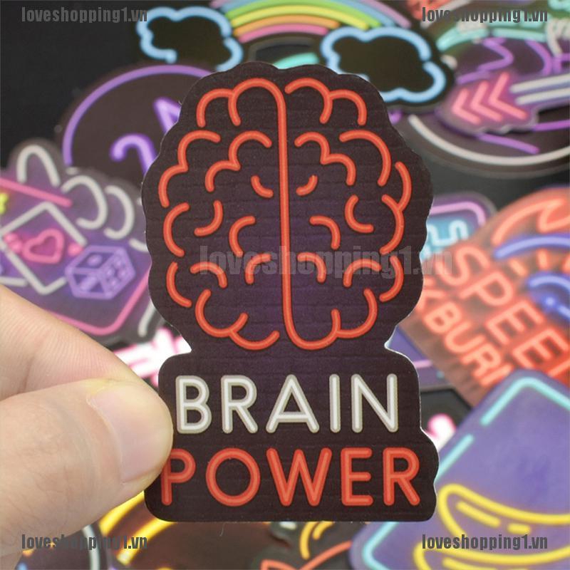 Lovon Bộ 50 Miếng Dán neon Trang Trí Va Li / laptop / guitar
