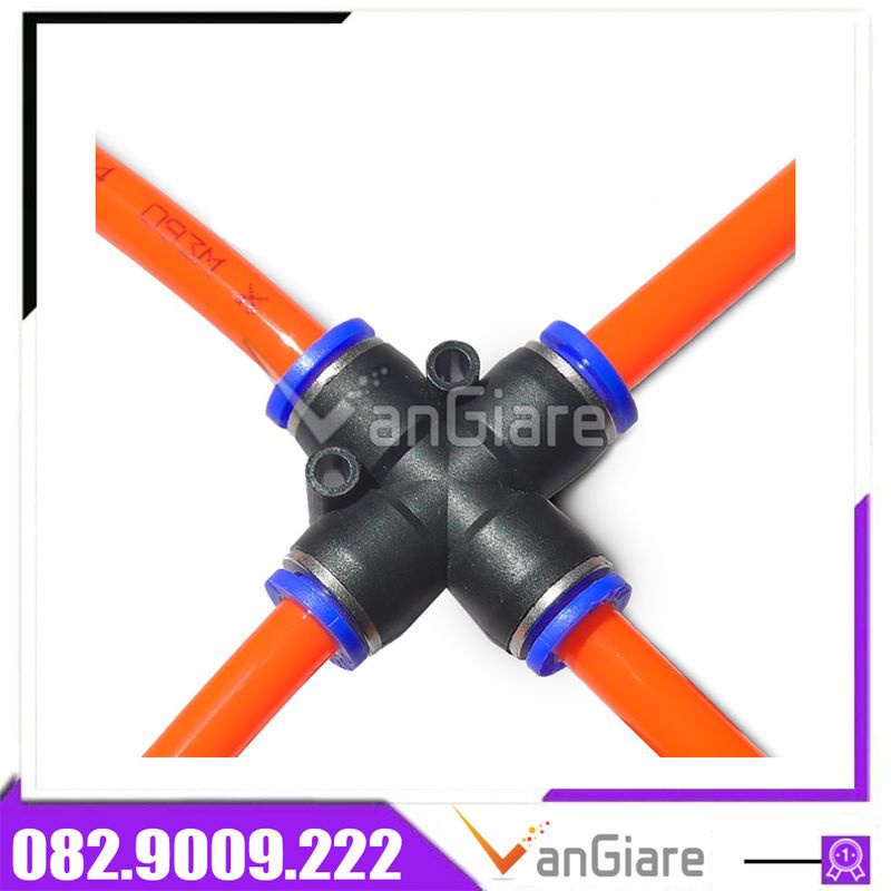 Nối chữ thập chia 4 ngã khí nén PZA ống 4mm 6mm 8mm 10mm 12mm