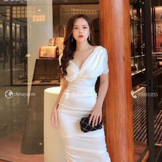 Đầm boby xếp ly chít eo