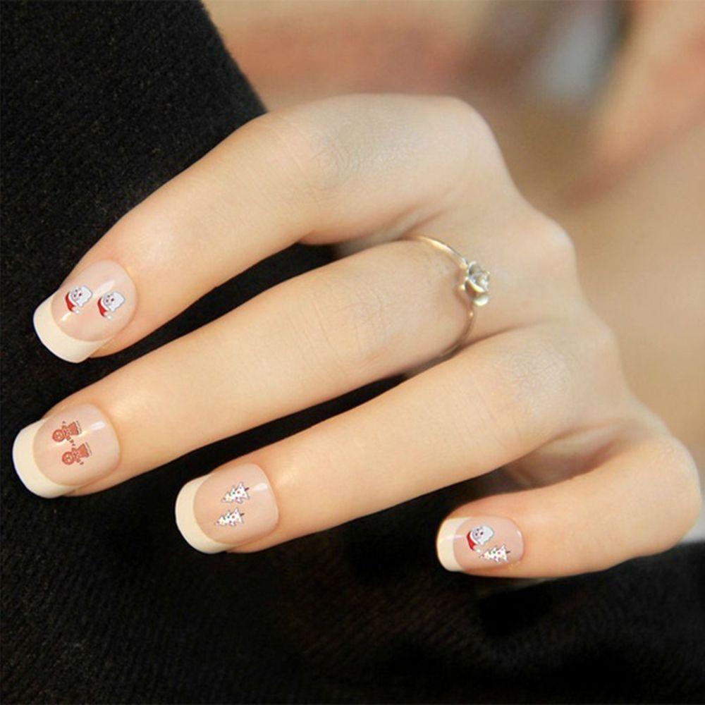 Set 12 Tấm Hình Dán Móng Tay Chủ Đề Giáng Sinh Dễ Thương Dành Cho Nữ