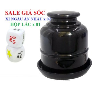 [BÁN LẺ GIÁ SỈ] Combo 02 xí ngầu uống bia rượu + 01 hộp lắc siêu tiện lợi & vui nhộn