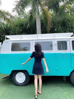 Đầm cổ vuông nút gỗ (kèm ảnh thật )