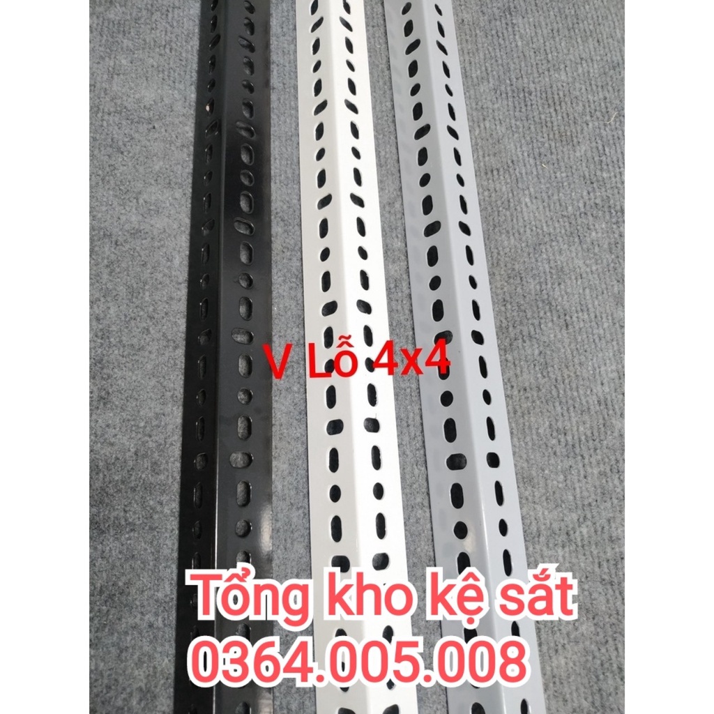Thanh sắt đa năng, sắt lắp ráp kệ V lỗ chống rỉ sét V4x4, dày 1.5ly, 2 ly - xám ghi, trắng