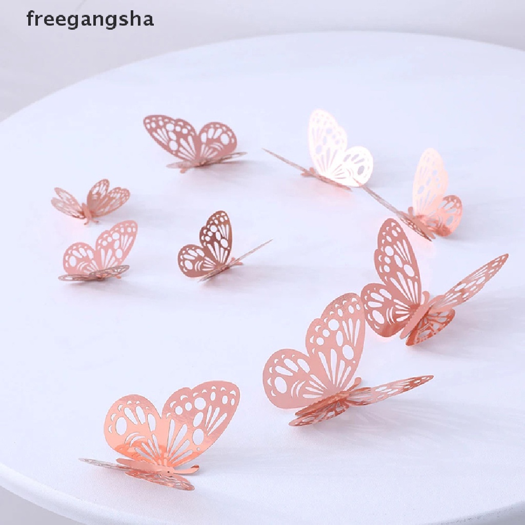 [FREG] 12Pcs Hollow Butterfly Wall Sticker DIY Home Decoration wedding Party Decors FDH