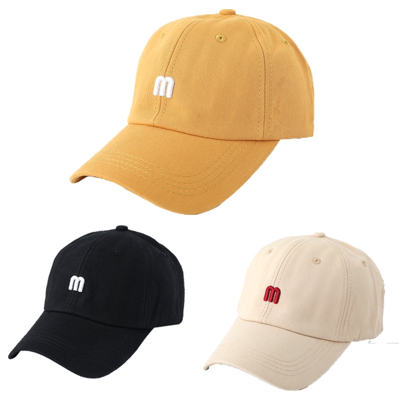 Mũ Lưỡi Trai LINJW Thêu Chữ M Thời Trang Xuân Hè Unisex Kích Thước Điều Chỉnh Được