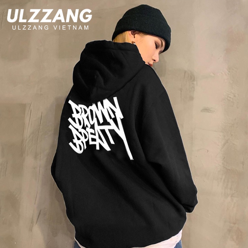 Áo hoodie ULZZANG unisex chất liệu nỉ lót bông freesize Brown bpeaty