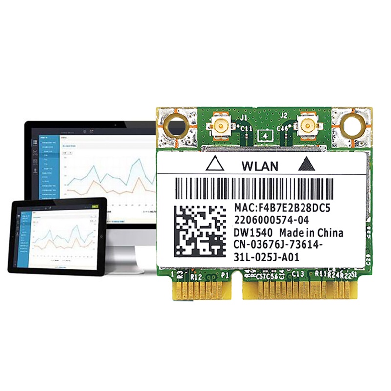 Thẻ mạng không dây tần số kép BCM943228 DW1540 2.4G/5G MINI PCIE 300Mbps 802.11A/B/G/N