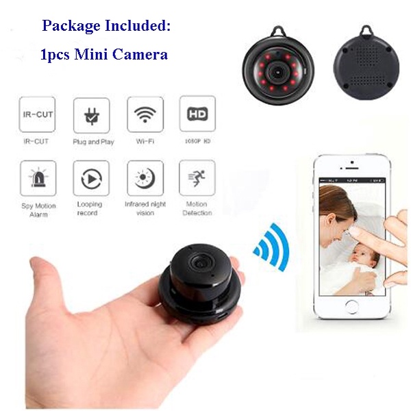 Camera An Ninh MINI WIFI 1080P IP Không Dây Có Tầm Nhìn Đêm Và Khe Cắm Thẻ Nhớ SD