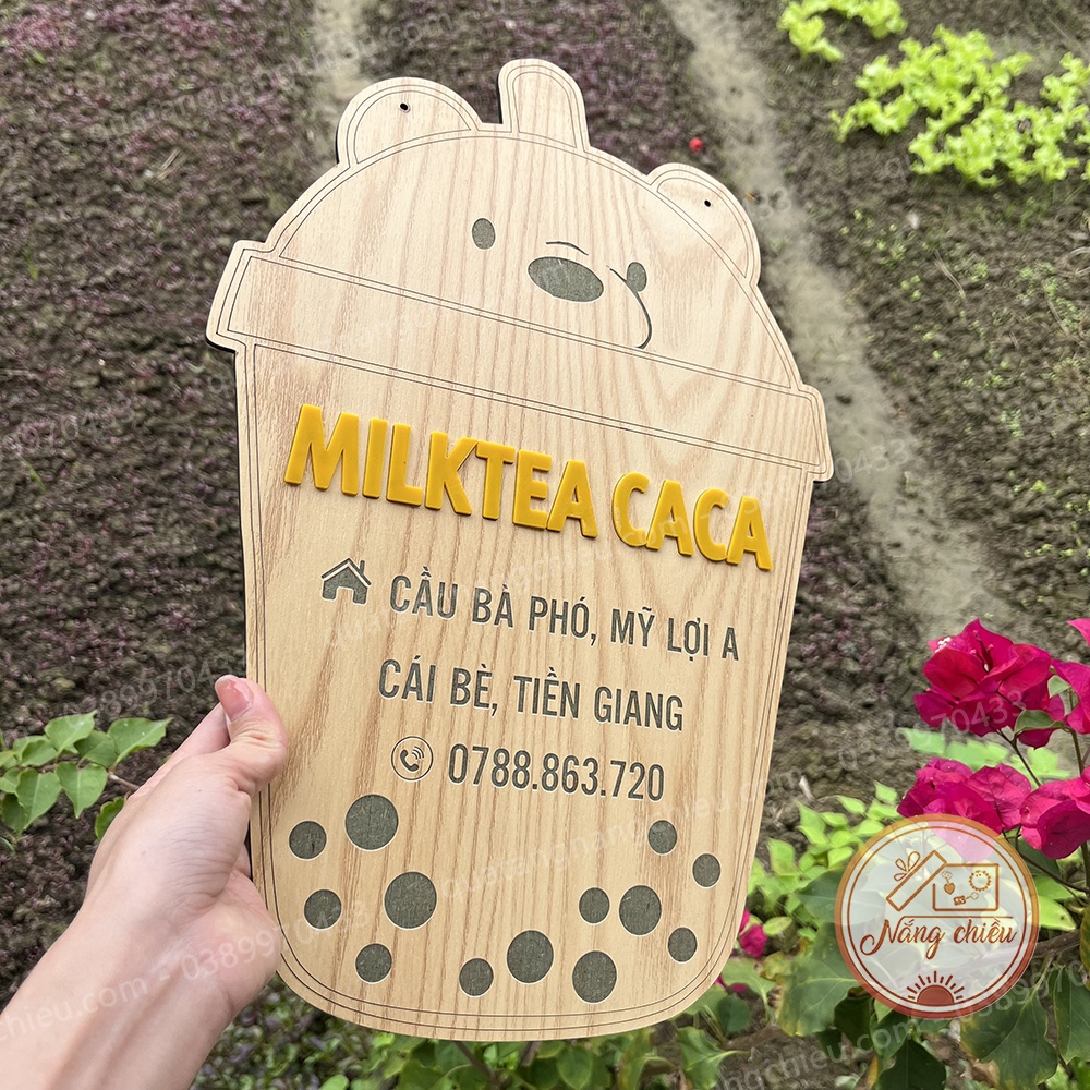 Bảng hiệu hình ly trà sữa, decor quán cà phê, đồ uống , Bảng hiệu gỗ giá rẻ tại xưởng