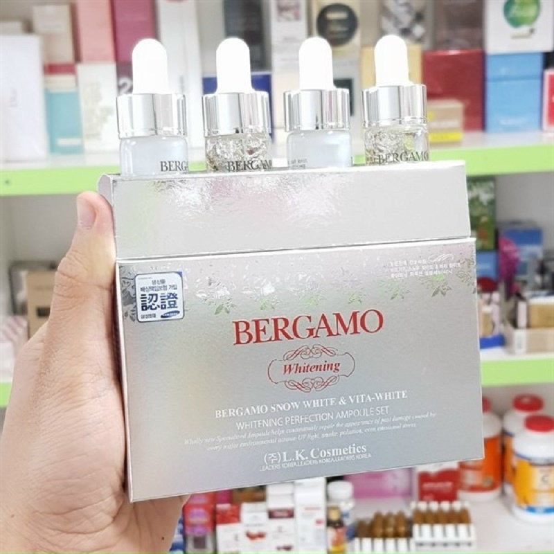 Tinh Chất Bergamo Snow White & Vita Whitening Perfection Ampoule Bạc