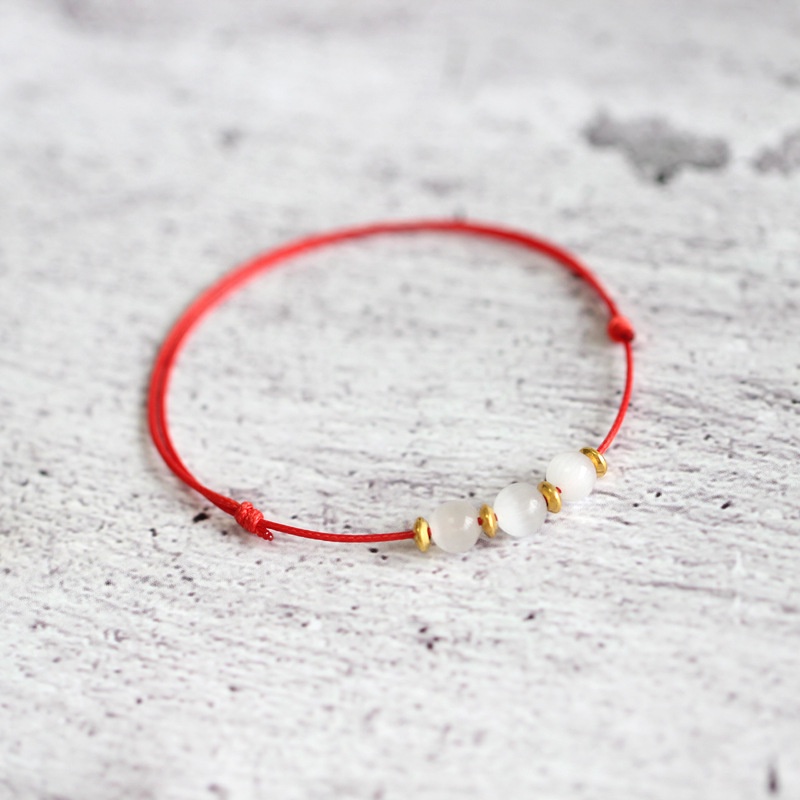 Vòng Tay Dây Đỏ Đính Đá Opal Nhân Tạo Thời Trang Cho Nữ