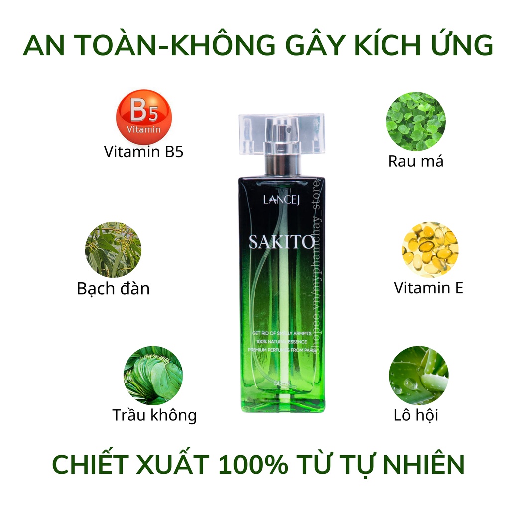 Xịt Khử Mùi Hôi Nách SAKITO Lancej Giúp Khử Mùi,Kháng Khuẩn,Khô Thoáng,Sáng Mịn Vùng Da Nách Hương Nước Hoa Cao Cấp 50ml | BigBuy360 - bigbuy360.vn