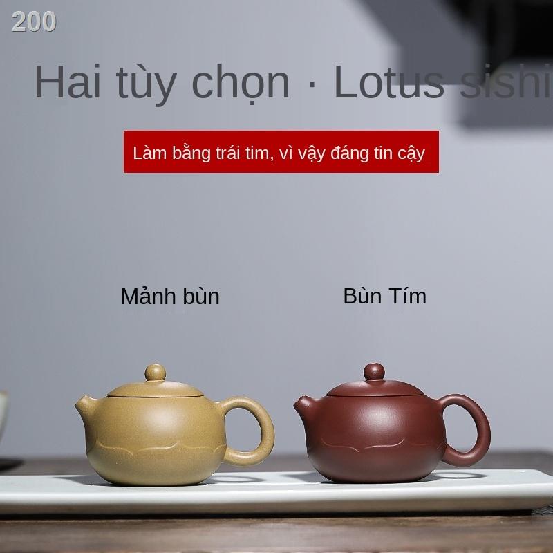 Ấm trà đất sét Yixing hoa sen thủ công Xishi Kungfu bộ gia dụng