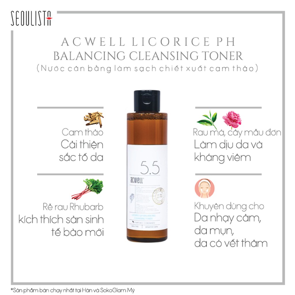 [Mã 153FMCGSALE1 giảm 10% đơn 250K] Toner Cam thảo ACWELL LICORICE PH BALANCING CLEANSING TONER | BigBuy360 - bigbuy360.vn