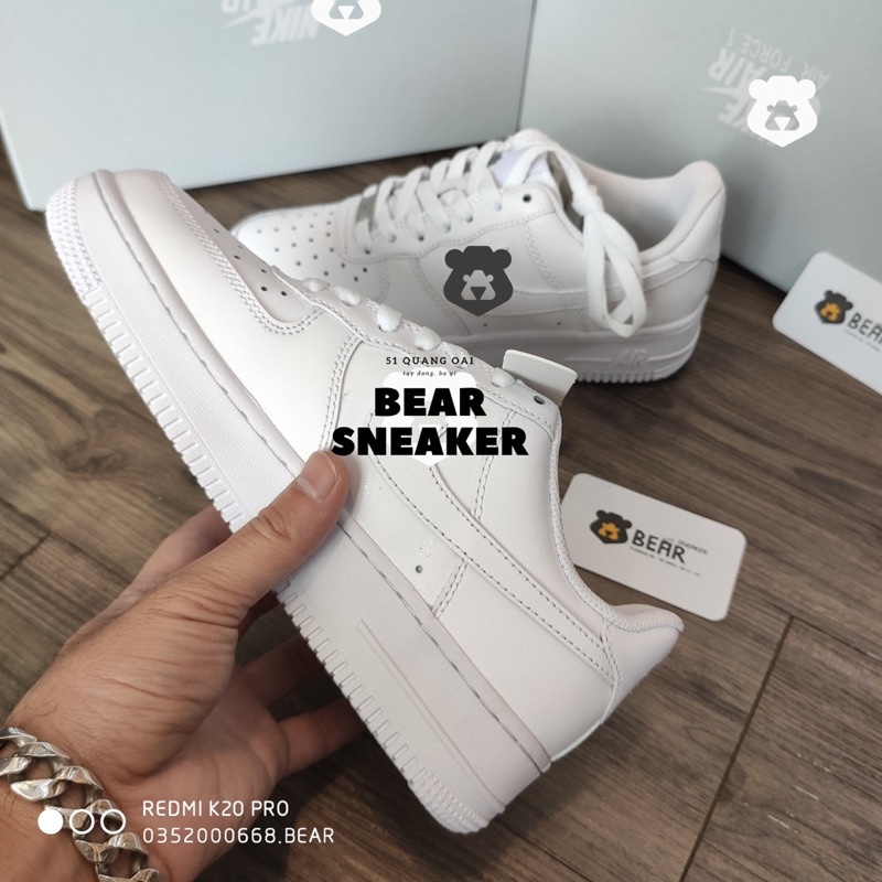 [Bear.sneaker]AF1 Air Force 1 trắng full bản BEST [Da xịn-check code lót]