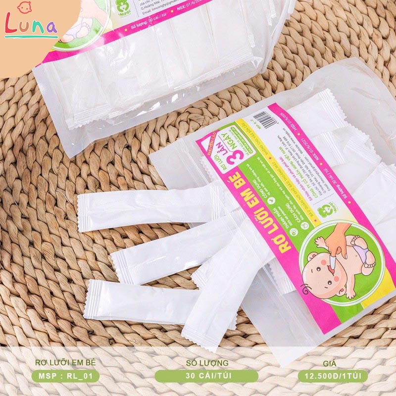 Rơ lưỡi cho bé rơ lưỡi Mipbi vệ sinh răng miệng cho bé túi 30 chiếc