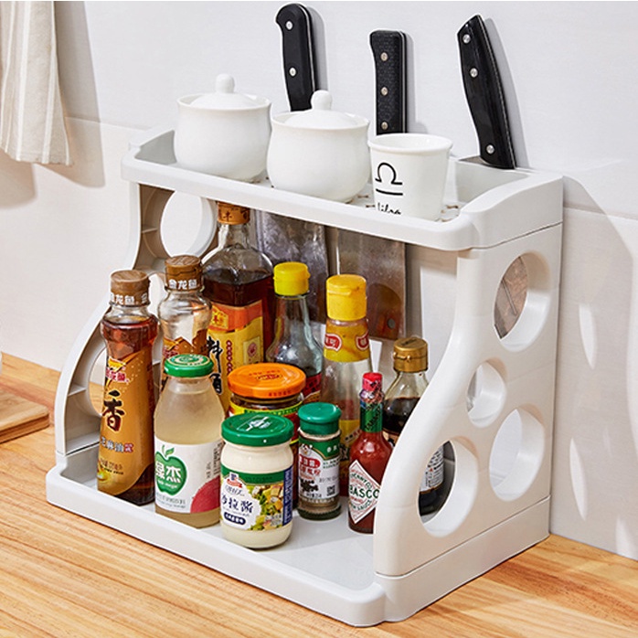 Kệ Đựng Gia Vị Nhà Bếp Chữ B - Kệ Đựng Chén, Bát, Vật Dụng Nhà Bếp 2 Tầng Đa Năng