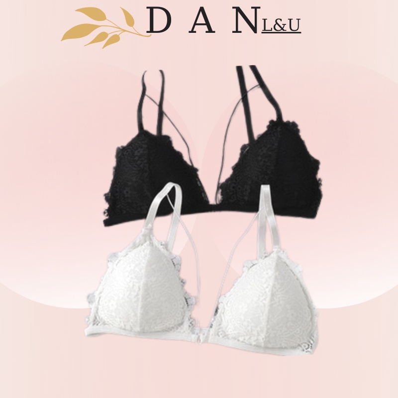 Áo Ngực Ren Bralette Có Mút Đan Dây Cài Trước DAN L&amp;U 3099