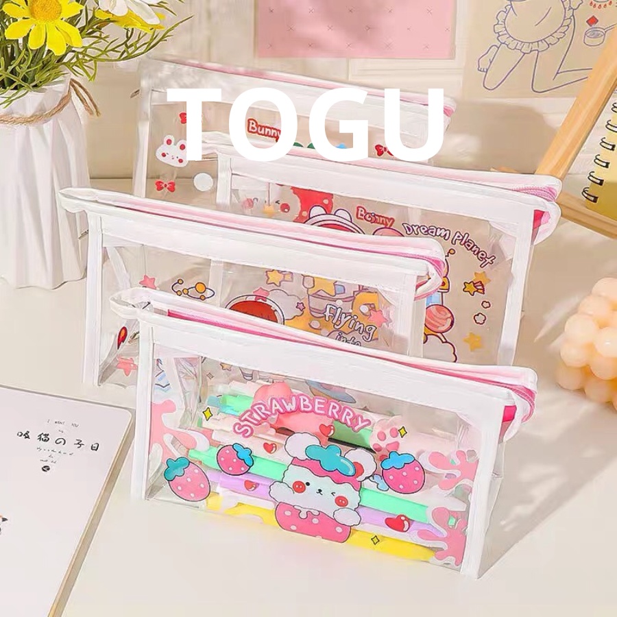 Túi đựng bút trong suốt TOGU hộp bút dễ thương túi đựng đồ dùng cá nhân hình hoạt dễ thương túi đựng đồ du lịch