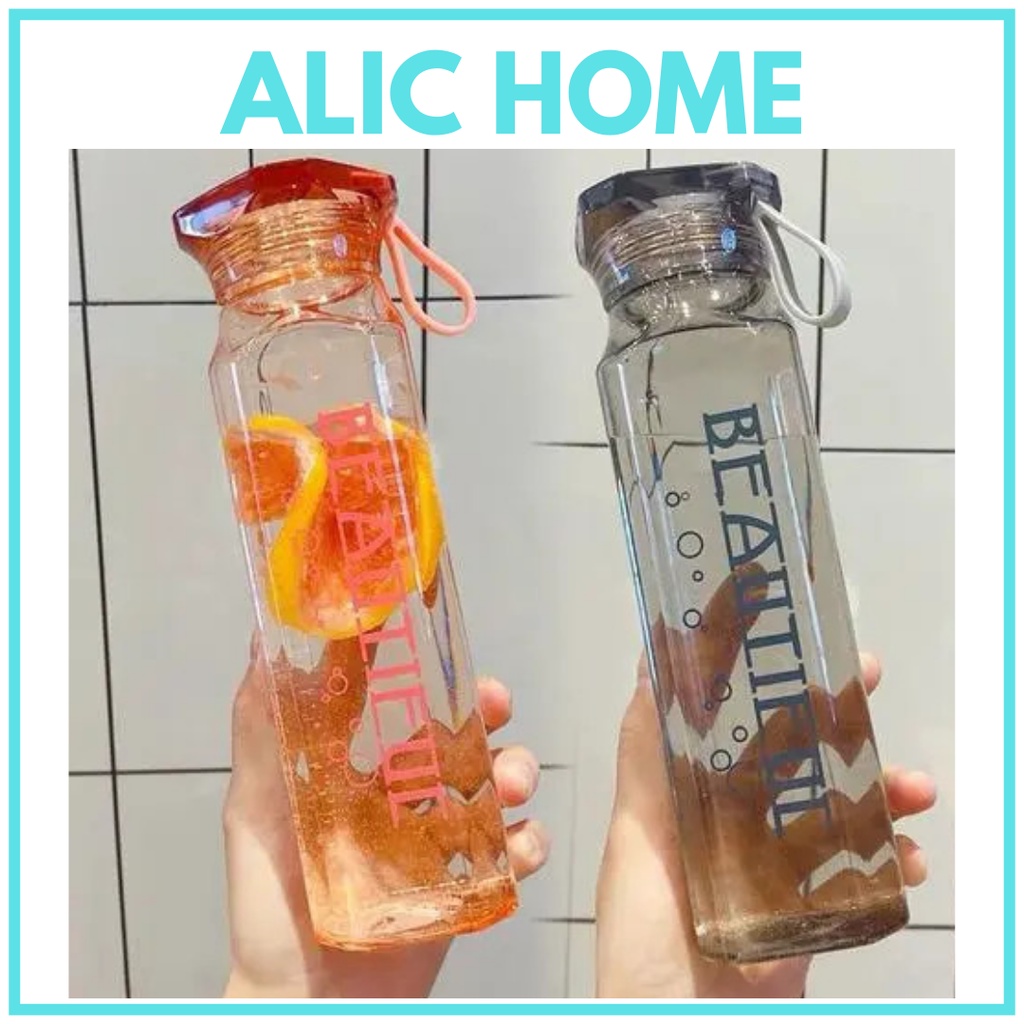 Bình nước thủy tinh beautiful 500ml vuông kiểu dáng năng động trẻ trung