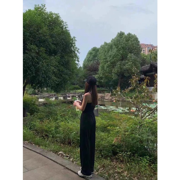 Quần dài nữ Xiaozhainv cạp cao dây rút ống suông thoáng khí thời trang mùa hè