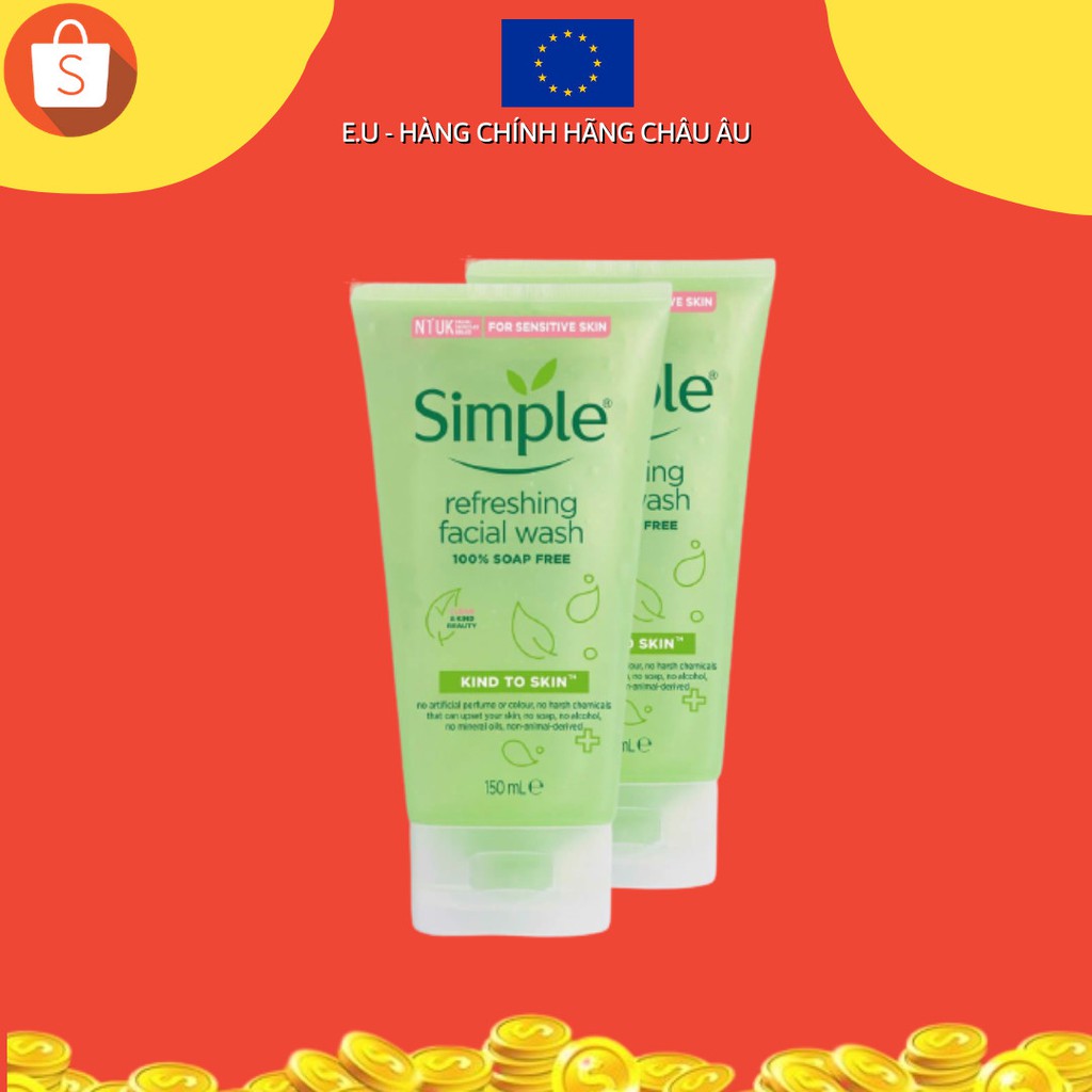 [Loại 150ml] Sữa Rửa Mặt Simple Gel Kind To Skin Refreshing Facial Wash Gel