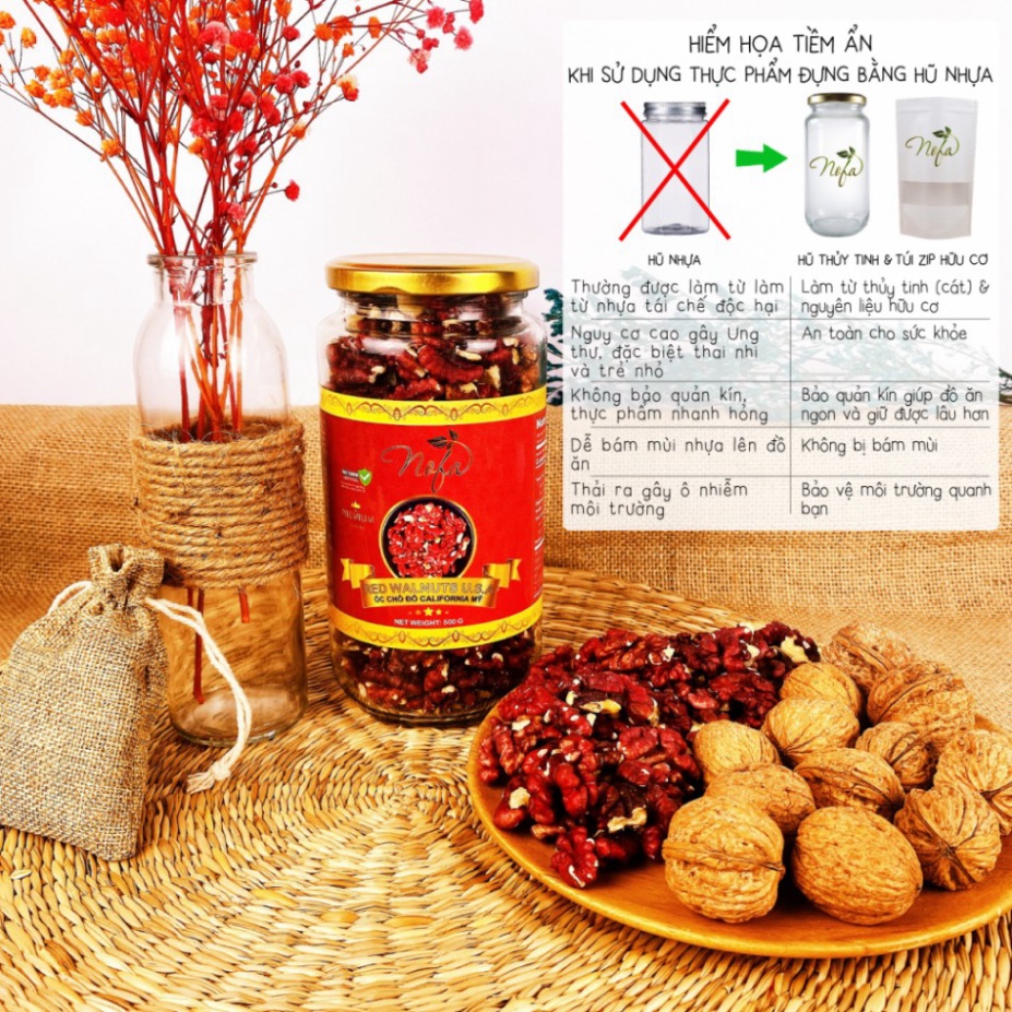 Hạt óc chó đỏ Mỹ chĩnh hãng NOFA 500G - Hàng nhập khẩu cao cấp Date mới thơm ngon