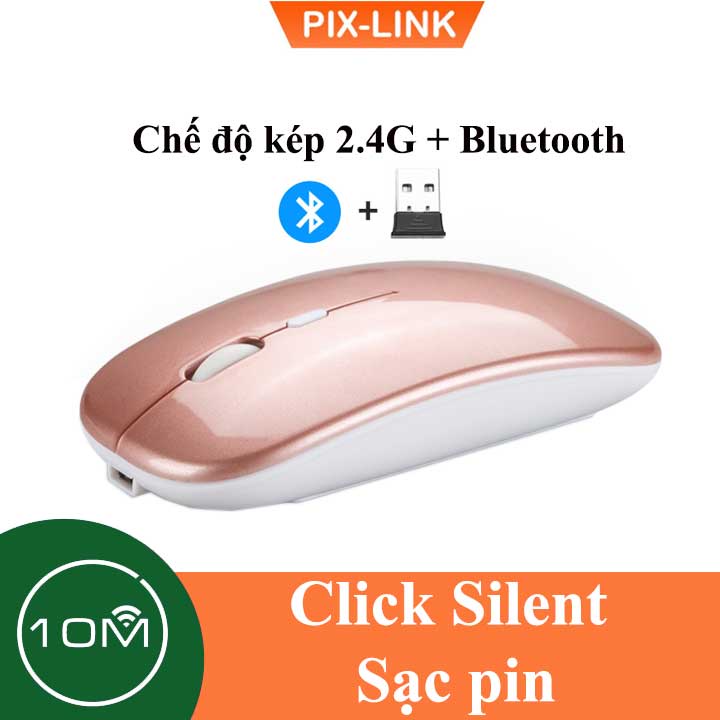 Chuột không dây Bluetooth wireless USB tự sạc pin PIX-LINK M90 siêu mỏng, chống ồn