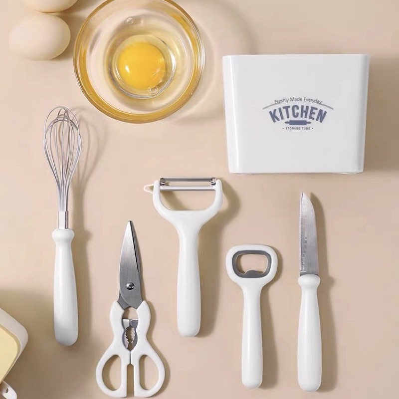 Bộ dao nhà bếp 6 món Korea Kitchen kèm kệ cắm kháng khuẩn sắc bén