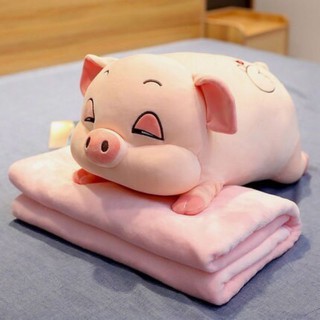Thú bông heo ngủ kèm chăn
