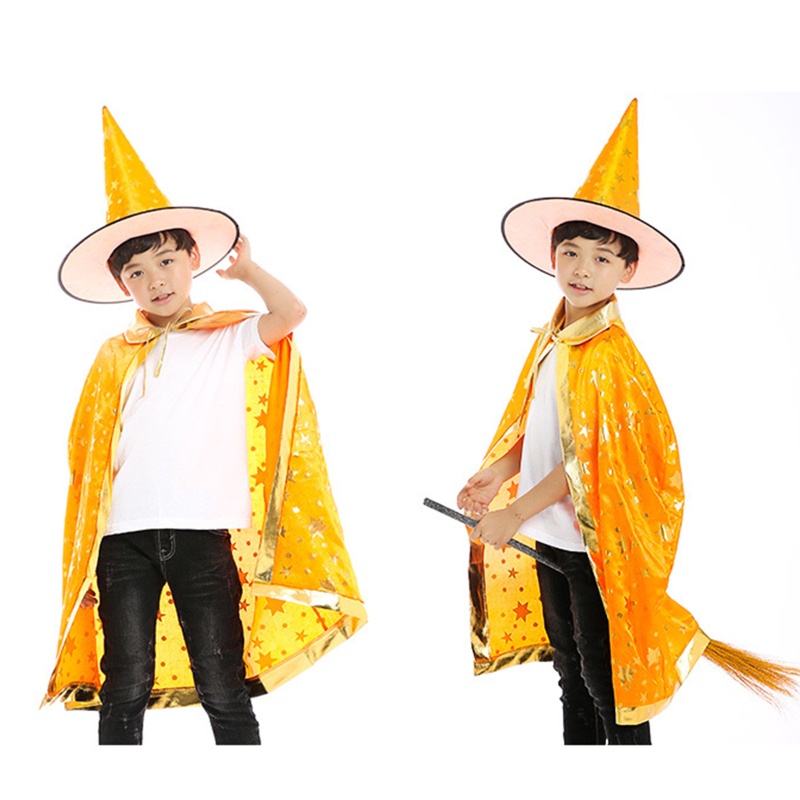 Set Đồ Hóa Trang Phù Thủy 2 Món Gồm Nón + Áo Choàng Phù Thủy Cho Bé Dịp Halloween