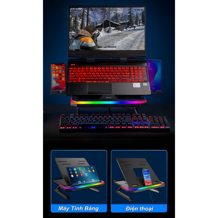 Giá Đỡ Laptop LLANO Đa Năng LED RGB Dành Cho Dân Văn Phòng Và Game Thủ - Home and Garden