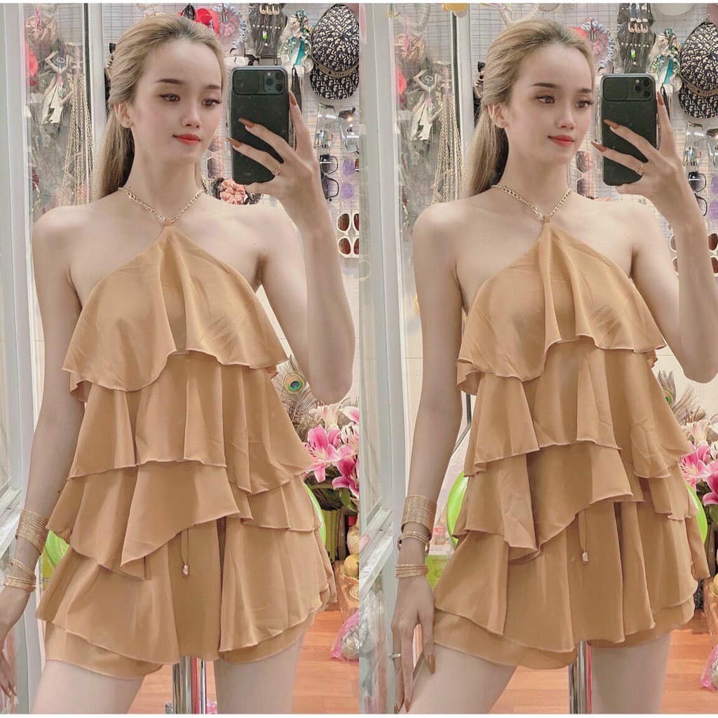 YẾM VOAN TẦNG BÈO ( chất đẹp )Đầm yếm tầng phối bèo cực xinh!