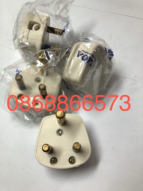 Phích cắm 3 chấu PUKR LiOA tiêu chuẩn Châu Âu kiểu Anh chân cắm tròn