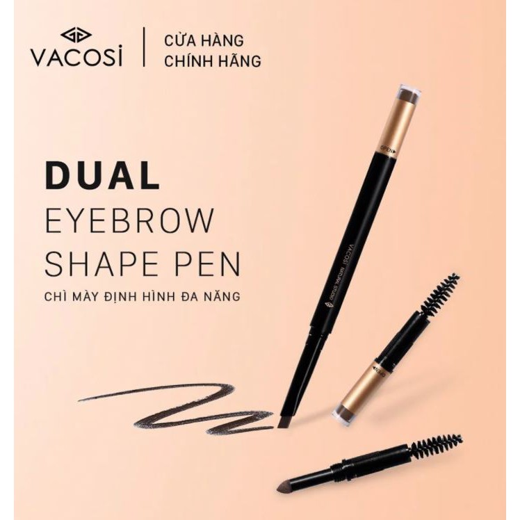 Chì Kẻ Mày Định Hình Đa Năng Vacosi Natural Studio Dual Eyebrow Shape Pen 5ml