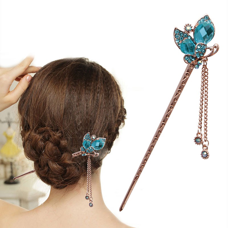 king Various Fashion Women Elegant Bobby Pin Colorful Hairpin Rhinestone Hair Stick