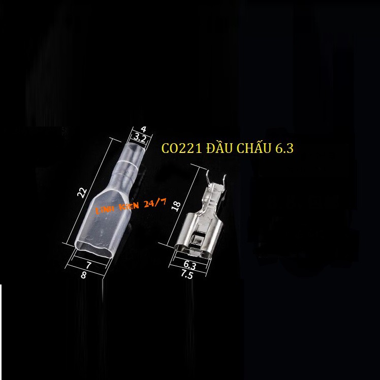 Cặp Dây 2 Đầu Chấu 6.3 – 30cm Nối Nguồn Cho Ắc Quy, Động Cơ  {Cặp Đỏ - Đen}