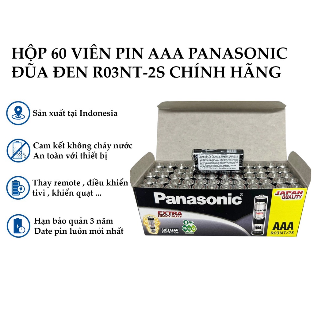 Hộp 60 viên pin AAA Panasonic đũa neo R03NT/2S chính hãng