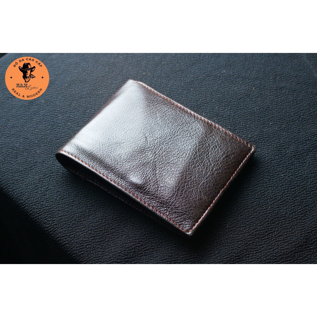 Ví nam da bò màu nâu dáng ngang - RAM Leather