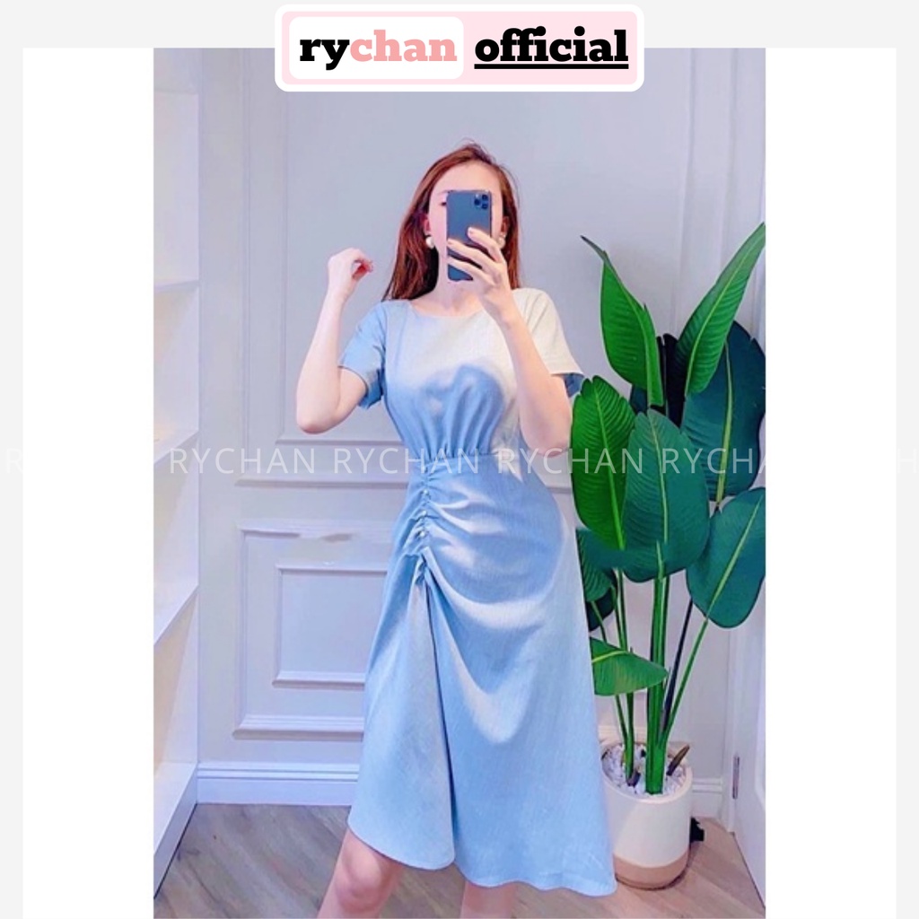 Đầm Nữ Dự Tiệc Cưới Dáng Dài Tùng Nhúng Eo Đính Ngọc Màu Hồng Xanh - DX9842