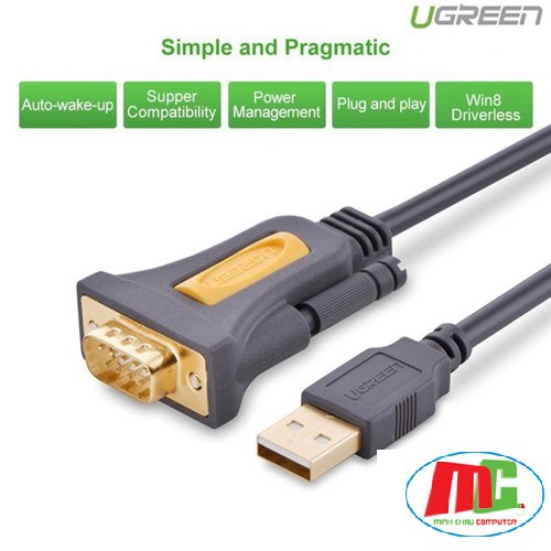 Cáp Chuyển USB To COM RS232 Dài 3m Ugreen 20223 - Hàng Chính Hãng