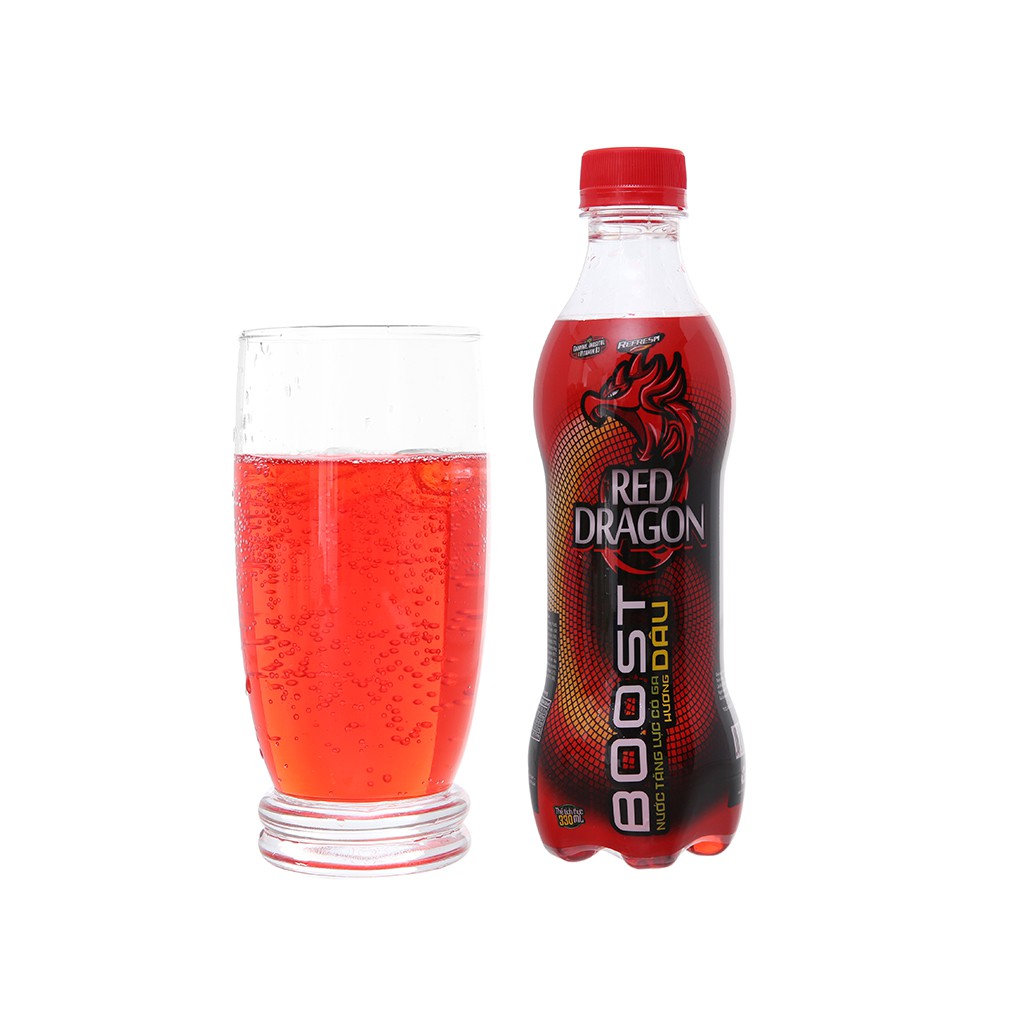 Thùng 24 Chai Nước Tăng Lực Rồng Đỏ Hương Dâu 330ml