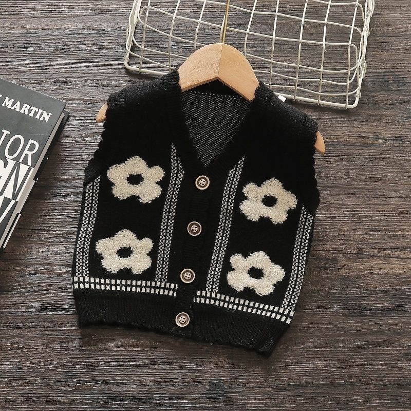 Áo Khoác Cardigan Len Dệt Kim Cổ V Không Tay Thời Trang Mới 2022 Dành Cho Bé